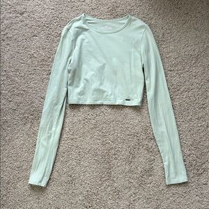 Hollister Women's Light Green Long Sleeve Crop Top